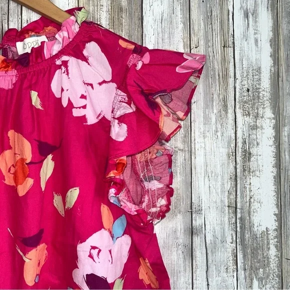 Oddy Pink Flutter Sleeve Floral Blouse - Picture 3 of 6